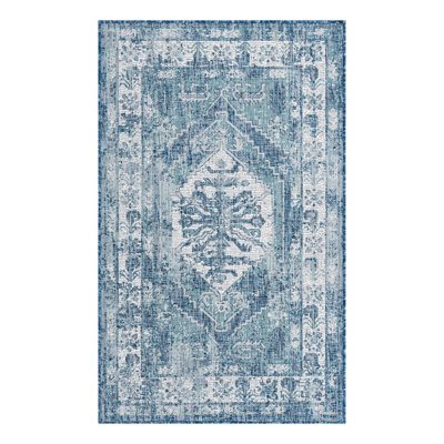 Tapis d'intérieur / extérieur bleu Susan