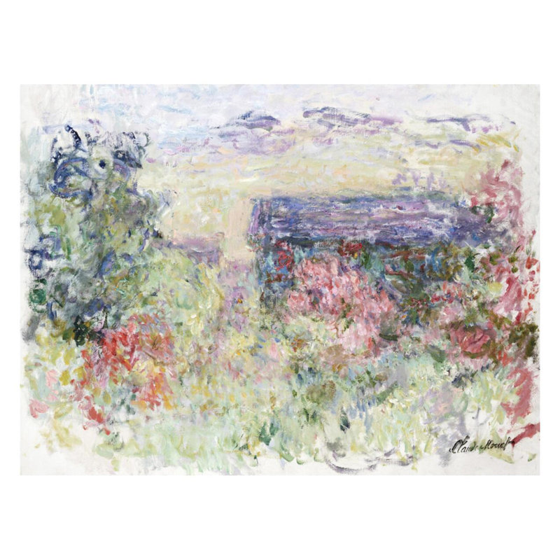 «The House Through The Roses» par Claude Monet - Estampe numérique, H 22 po x l 28 po