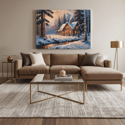 «Thanksgiving Cozy chalet», art sur toile gris
