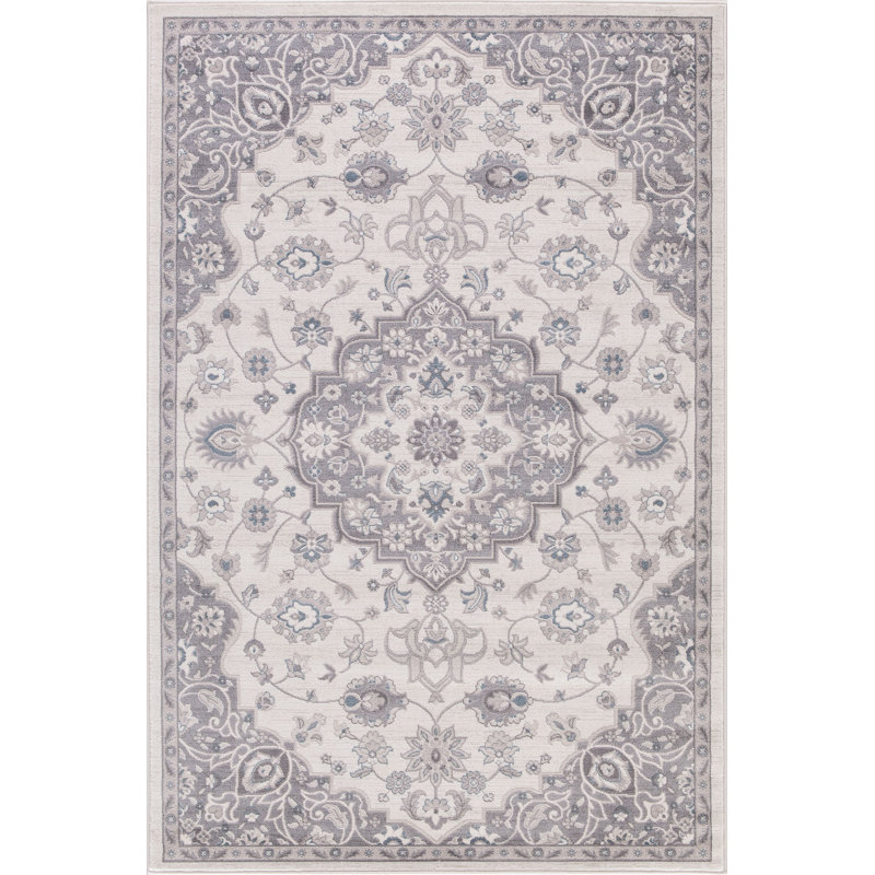 Tapis oriental ivoire tissé à la machine, Rectangle 7 pi x 9 pi