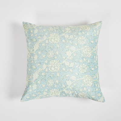 Floral Blue Throw Pillow 20"
