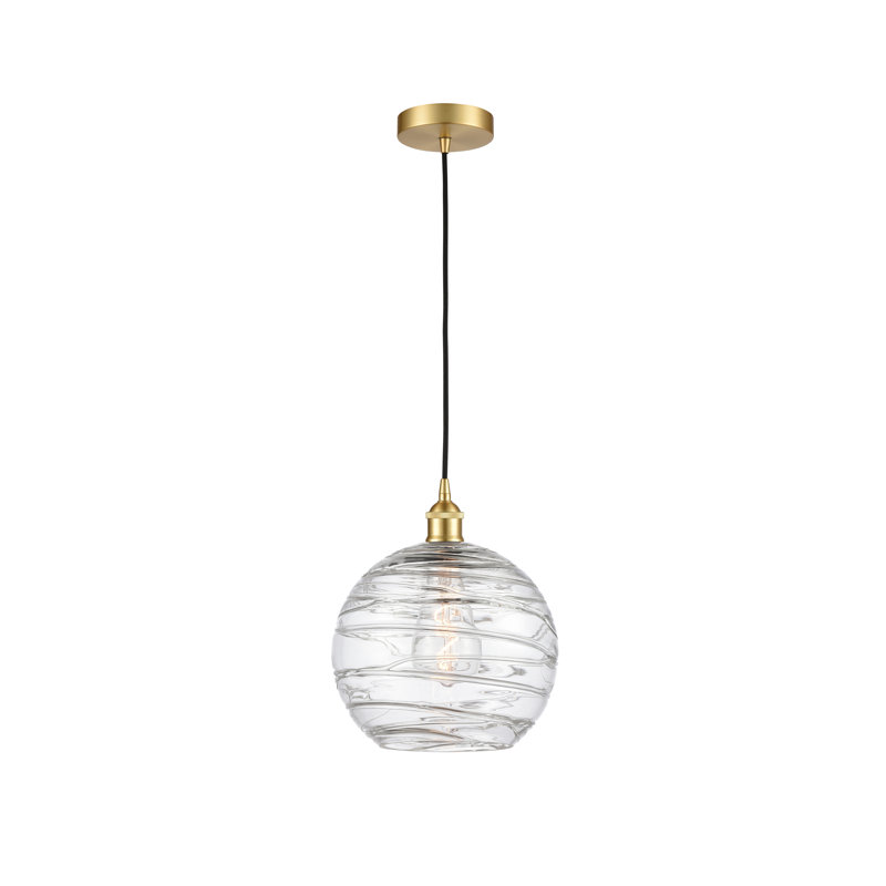 Luminaire suspendu simple à 1 lumière 1 lumière, H 12,75 po x l 10 po x P 10 po, Or satiné, Transparent