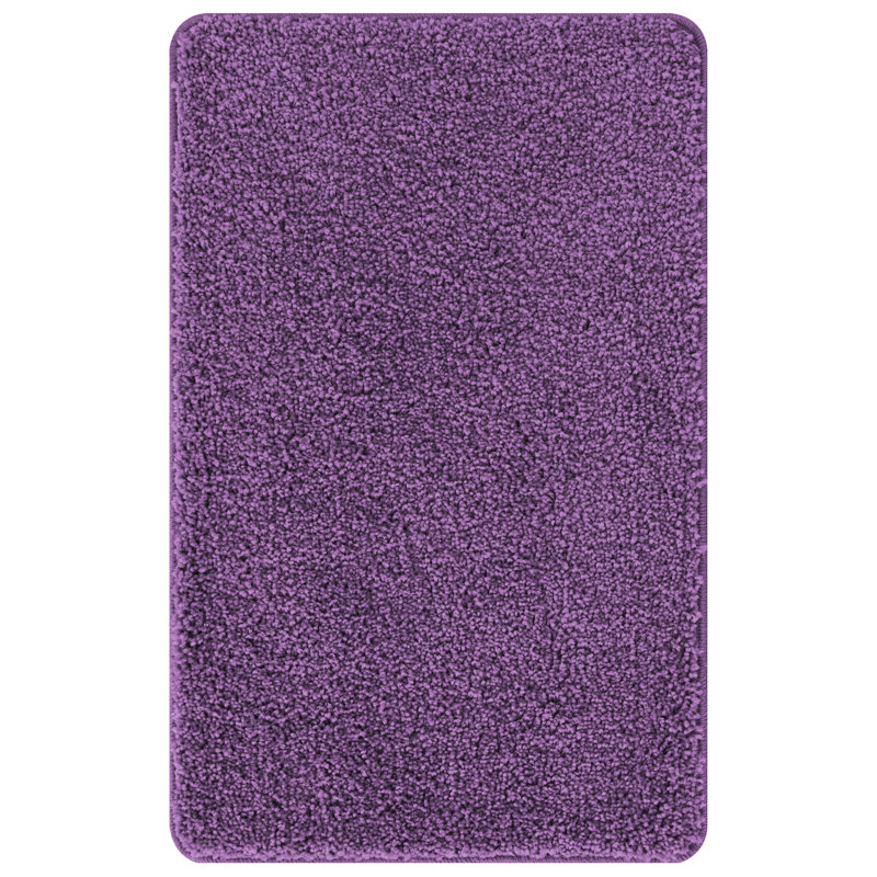 Microfiber Small Bath Mat Rectangular Contemporary, Purple