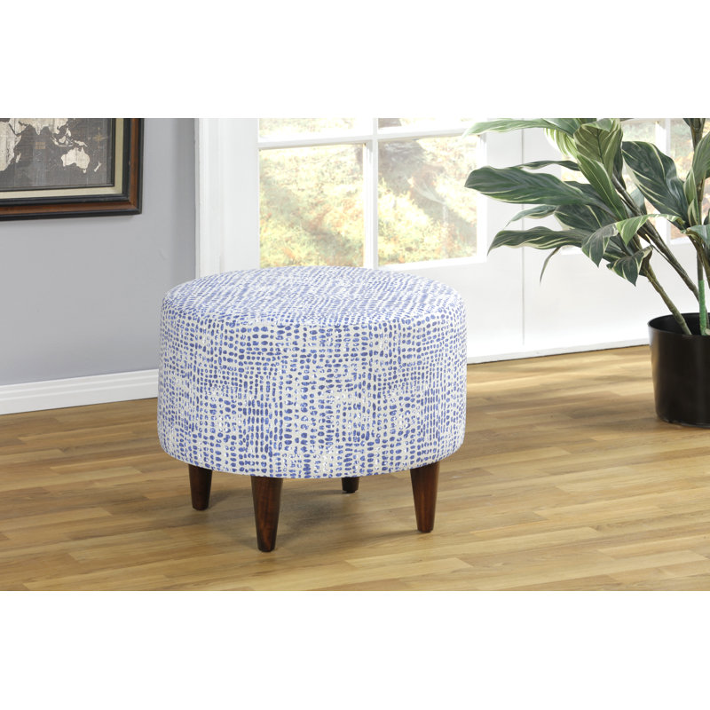 Meila Upholstered Ottoman, Vivid Blue/Blue/Gray 100% Cotton