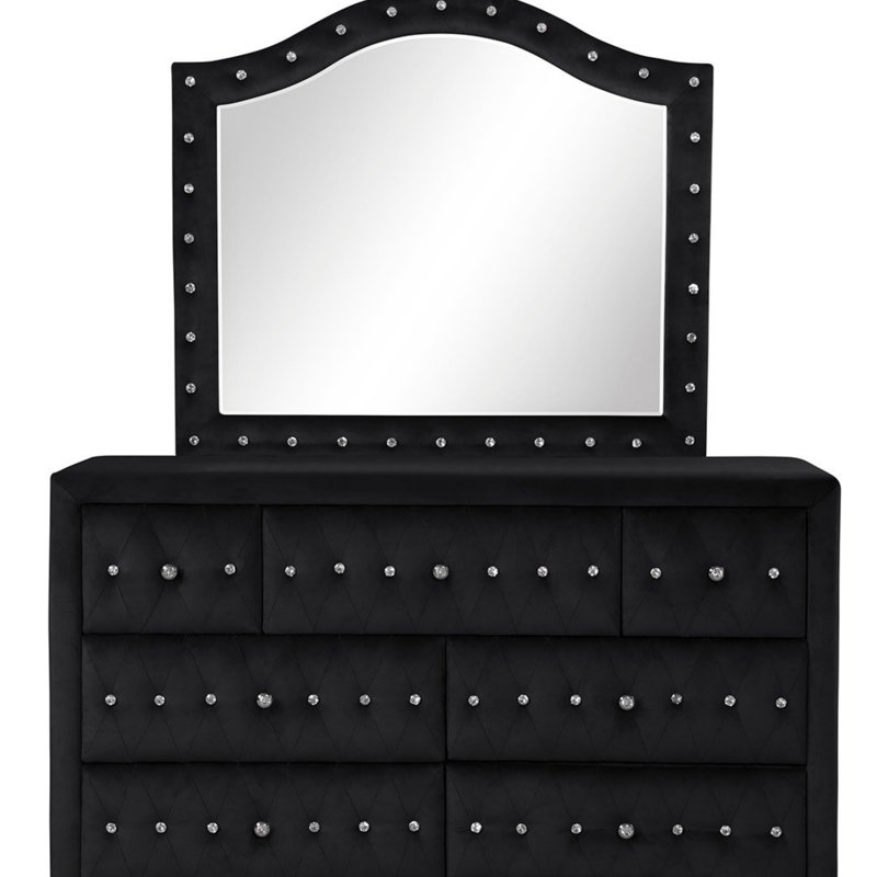 Miroir capitonné en cristal Sophia Modern Style