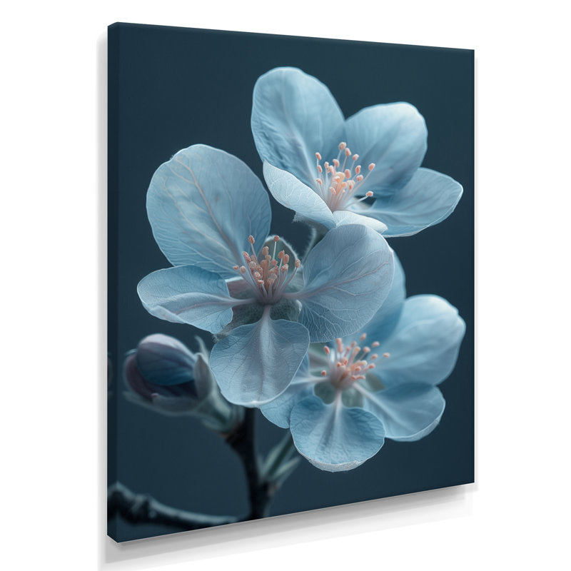 Oasis urbaine «Blue Apple Blossom» - Décoration murale fleur de pommier, Toile tendue, 20" H x 12" W