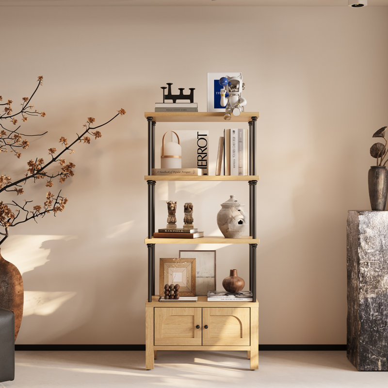 Petite Odilia avec porte Bibliothèque en bois de 54 pouces avec bibliothèque en chêne et armoire de rangement, Chêne