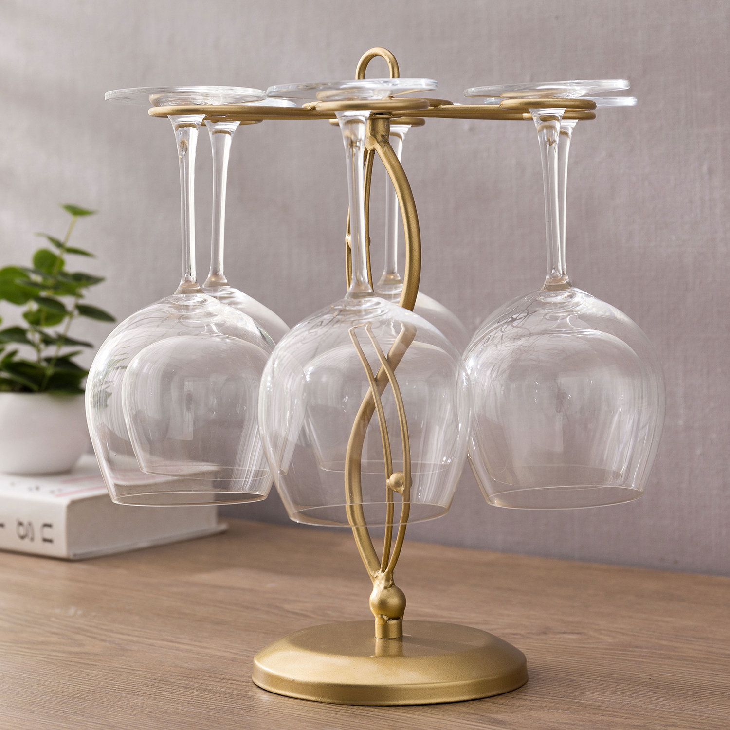 Rosdorf Park Meisel Tabletop Wine Glass Rack in Gold | Wayfair