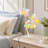 14.96in Artificial Rose Branch Table Lamp, White Plastic Floral Desk Lamp, USB Powered Inline Button Control Adjustable Shape Night Light