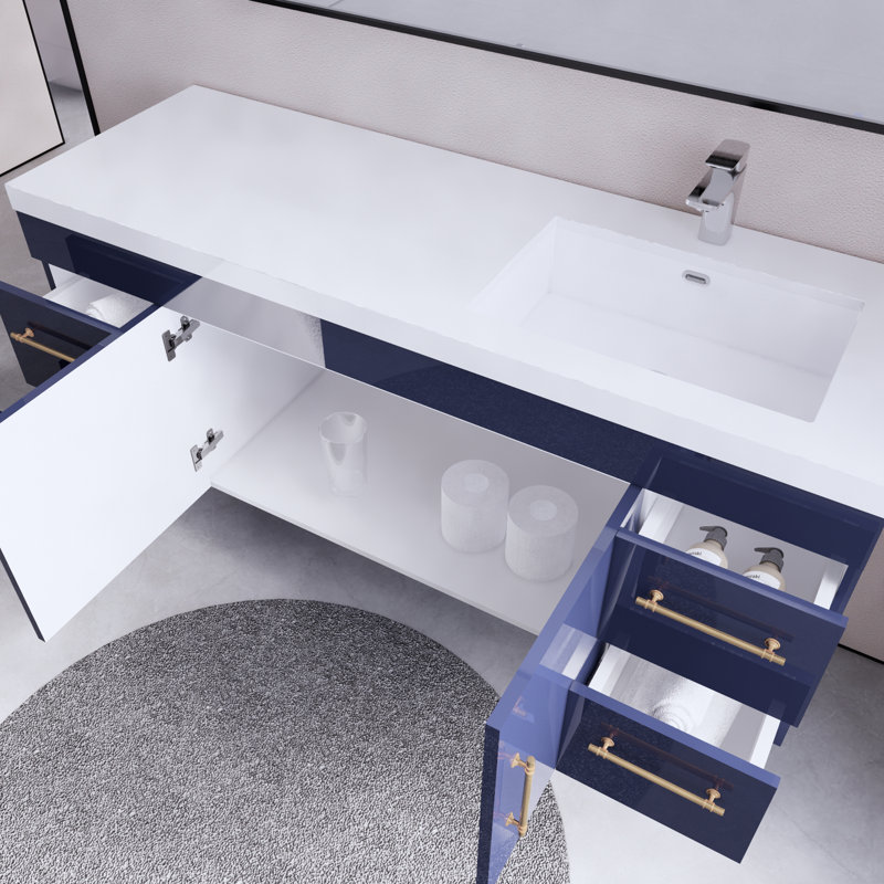 Ensemble de meuble-lavabo simple 59,06 "mural, Marine
