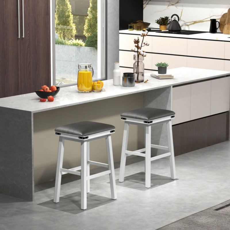 Ensemble de 2 tabourets de bar de salle à manger de 30 pouces avec structure en bois d'acacia