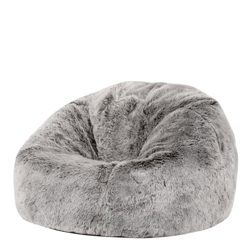 Kids Classic Luxury Faux Fur Bean Bag, Arctic Wolf Grey