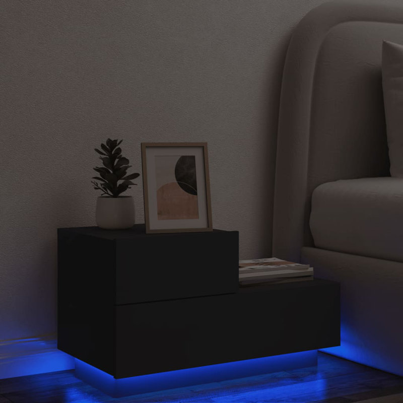 Brigett 36cm W Bedside Table, Black