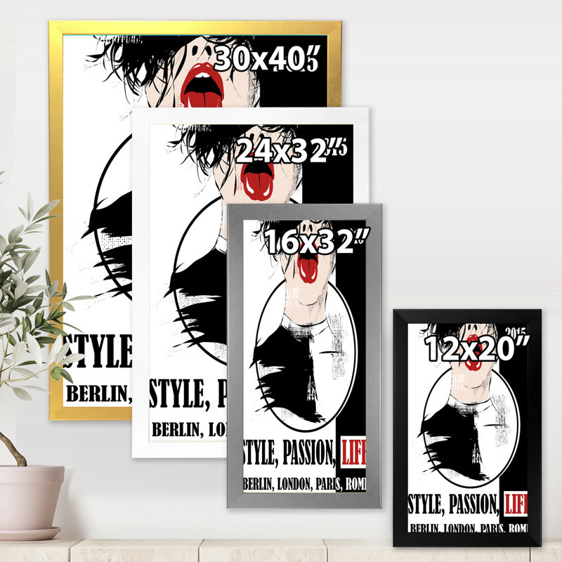 «Style Passion Life Fashion Girl», impression sur toile, H 32 po x l 24 po x P 1 po, Cadre doré