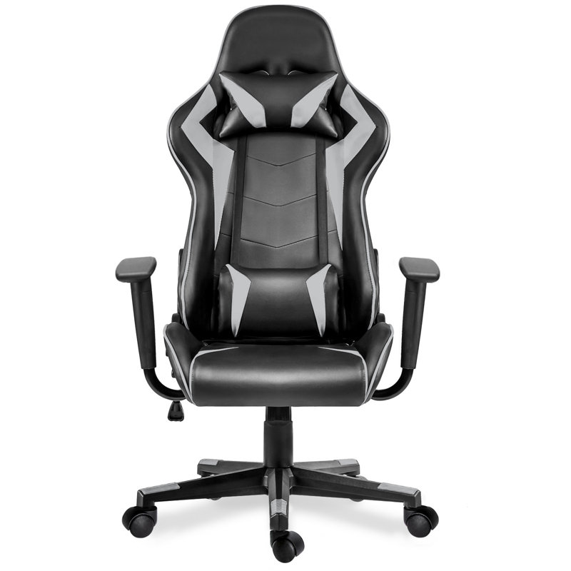 Fauteuil de jeu à haut dossier de style course, Gris