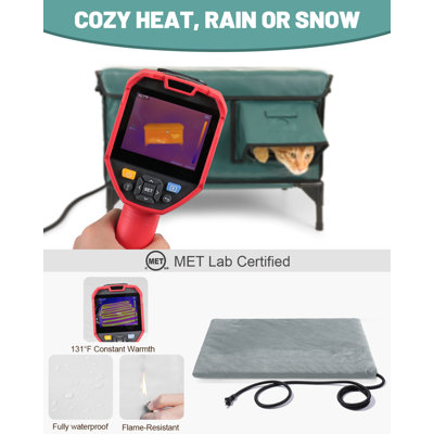 Outdoor Cat House with heating pad,Waterproof Fabric,Fit 1 Cat