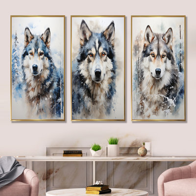 Siberian Dog Serenity - Dog, reproduction d'art sur toile, ensemble de 4