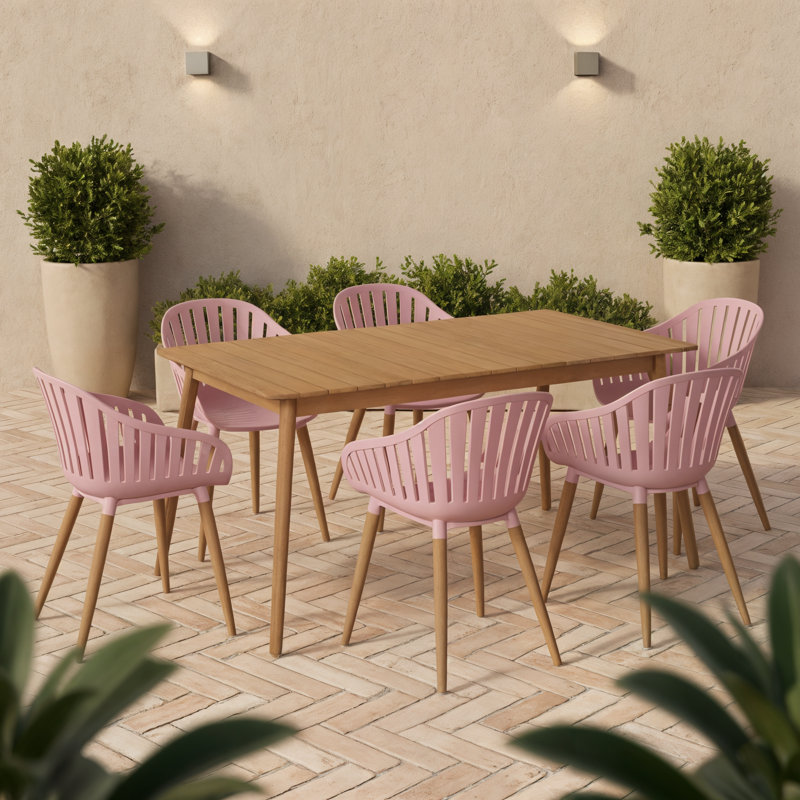 5Pc Outdoor Patio FSC Wood Dining Set