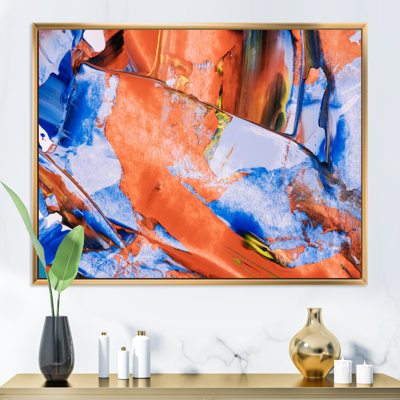 Abstrait abstrait orange et bleu - décoration murale moderne en toile