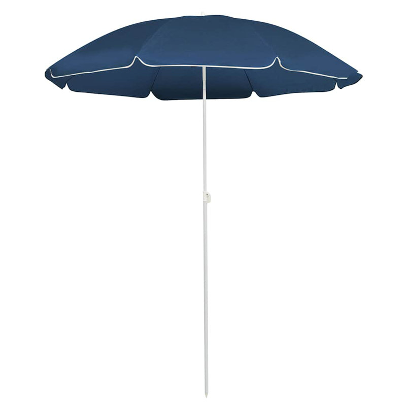 Parasol de jardin bleu en polyester avec cadre en acier inclinable, Bleu, 69.5"