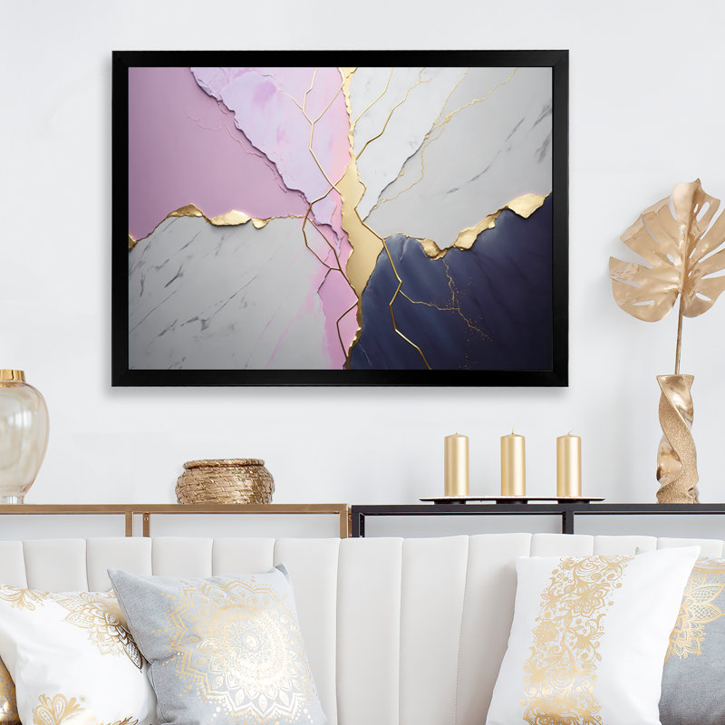 «Abstract Geode Pink IV», reproduction sur toile, Impression noire sur toile encadrée, L 20 po x H 12 po