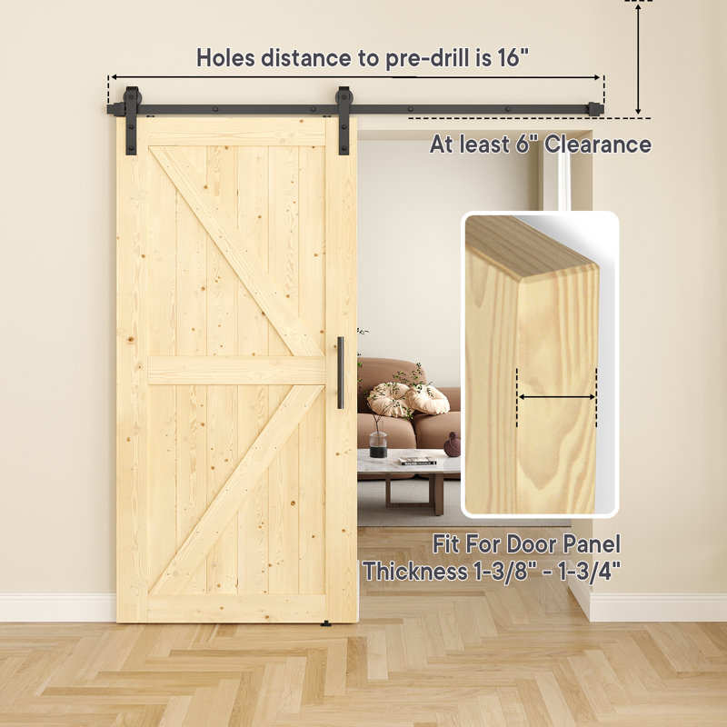 Single Door Barn Door Hardware Kit, 48