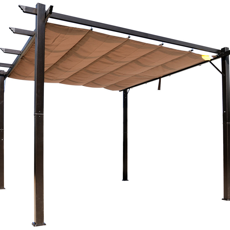 Pergola de jardin de 3 m avec auvent rétractable - Gazebo de patio en aluminium pour terrasse, porche, barbecue et ombrage dans la cour arrière.