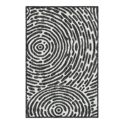 Tapis intérieur / extérieur en polypropylène géométrique tissé à la machine en noir / blanc