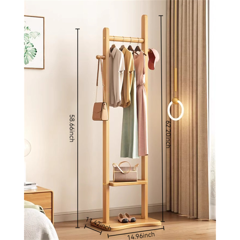 Porte-chapeaux en bois massif Aesthetic, Jaune