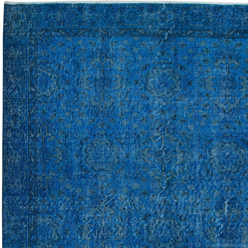 Tapis turc contemporain fait à la main 5 x 8,2 pi avec tons bleus