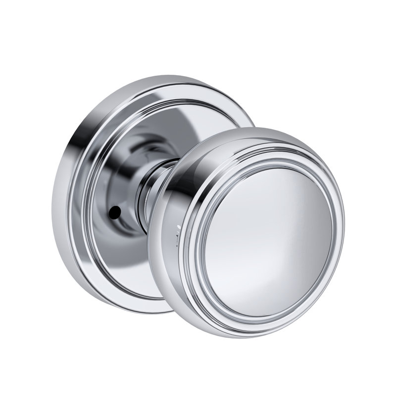 Bremerton Privacy Knob with Stepped Round Rose in Lifetime (PVD) Polished Brass, Polished Chrome