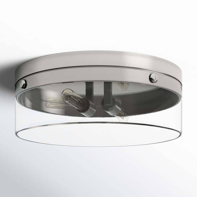Glass Flush Mount, Polished Nickel