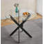 Table de salle à manger noire avec pieds croisés en métal et verre trempé-1509087992