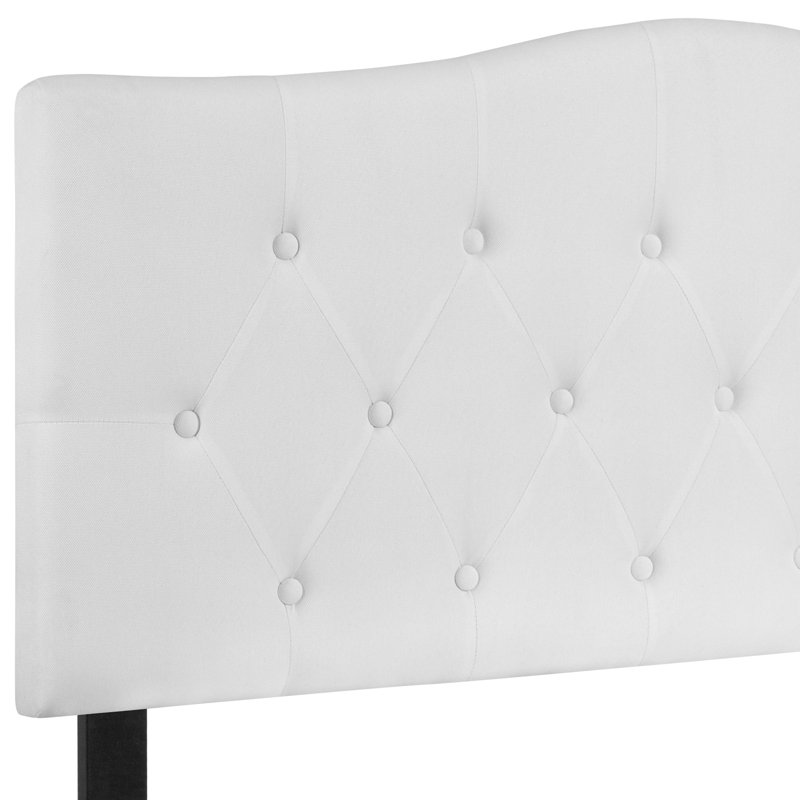 Ciriaca Arched Button Tufted Upholstered Headboard, Full, White