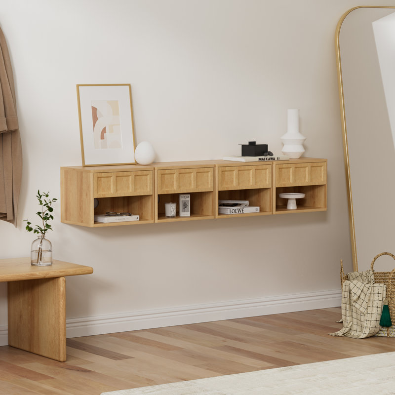 Modern Floating Nightstand With Curved Corners, Set of 4