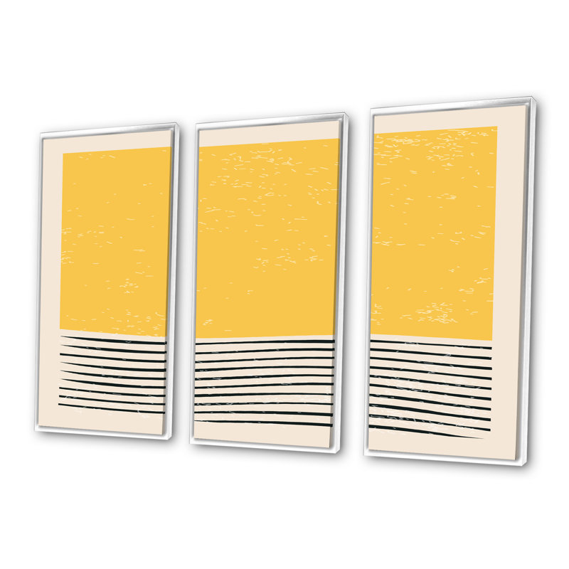 «Minimal Geometric Compostions of Elementary Forms XVIII», reproduction de 3 cadres photo sur toile, Cadre blanc