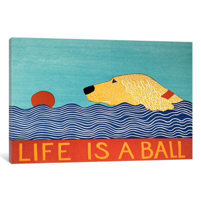 Life Is a Ball Gold Golden 1 Piece Wrapped Canvas Wall Art