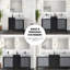 Meuble-lavabo double noir et gris, 55 po L 22 po x P 22 po, plateau en marbre, robinet inclus, miroir 53 po, base en bois large, comptoir Scratch mat