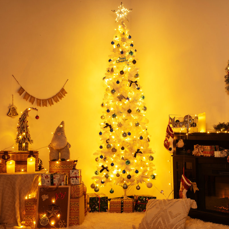 Arbre de Noël blanc illuminé, 6'