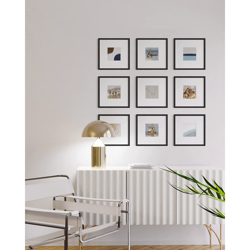 Cadre photo - ensemble de 9, Noir, 5 po x 5 po, 10 po x 10 po