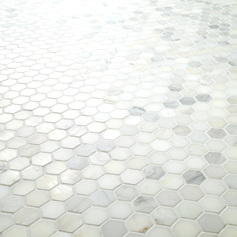 MSI Arabsecato Carrara 1" Hexagon 12 in. x 12 in. Honed Marble Mosaic Floor and Wall Tile, Arabsecato Carrara