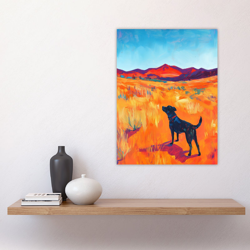 Labrador in Countryside Landscape Dog Lover Wall Art Print