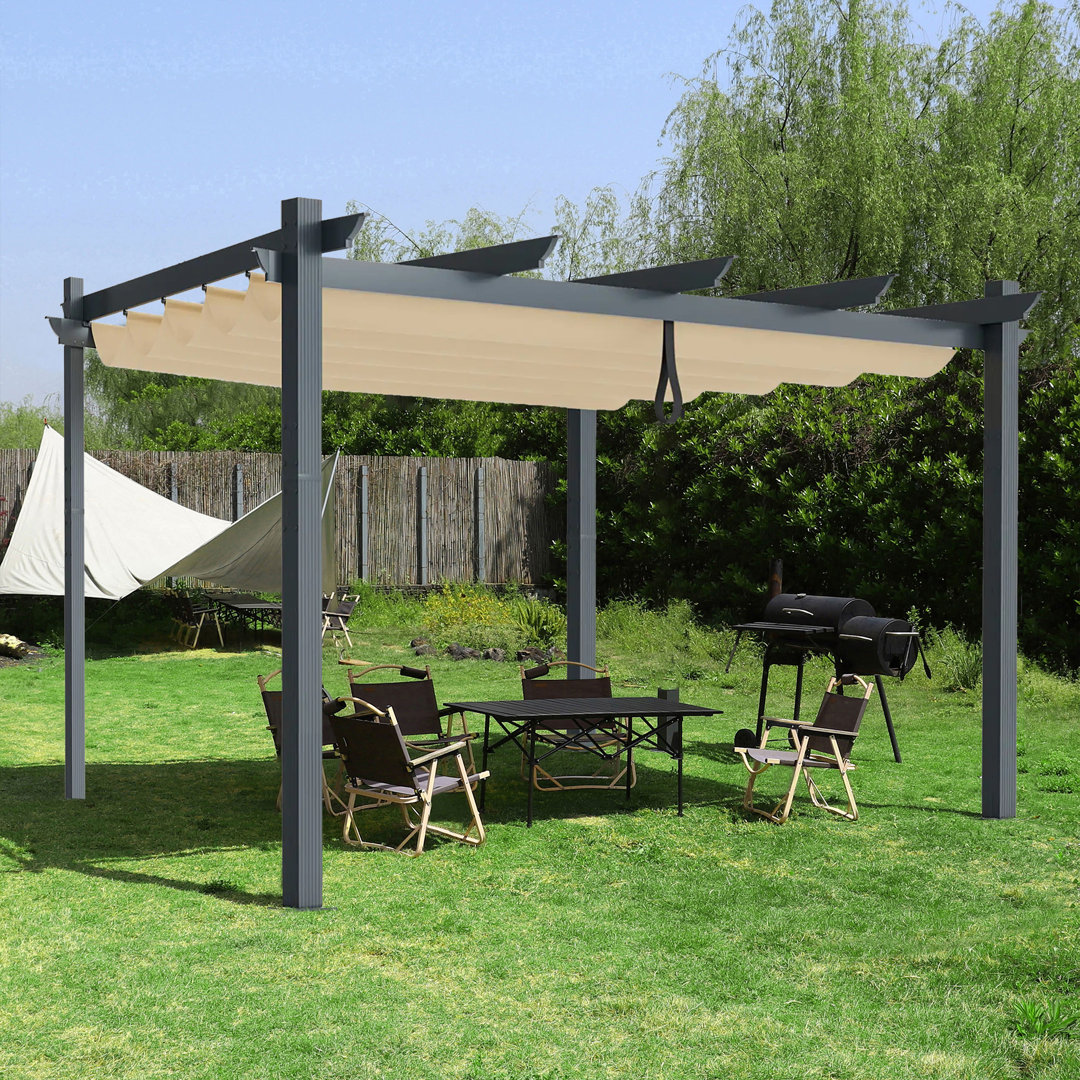 10 X 13 Ft Outdoor Aluminum Canopy Shelter-Beige NEWNICY Roof 