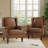Duward Upholstered Brown Faux Leather Wingback Accent Chair with Nailhead Trim-111234190