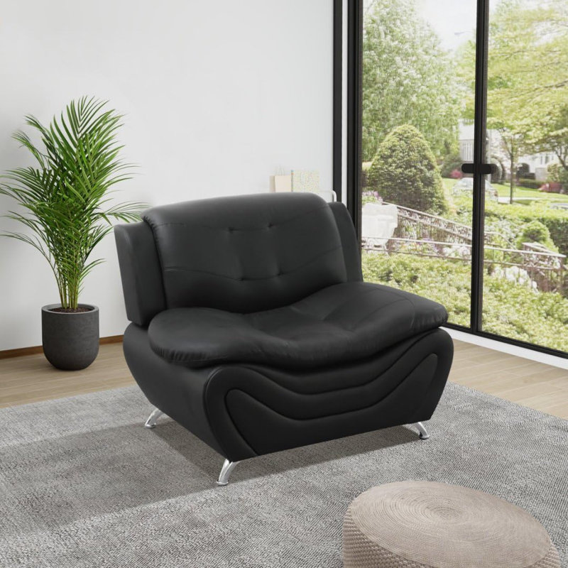 One Seater Faux Leather Sofa, Black