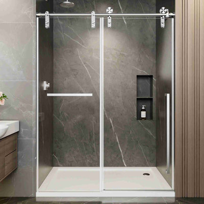 Frameless Sliding Shower Door, Shower Screen, Tempered Glass Door With Explosion-proof Film