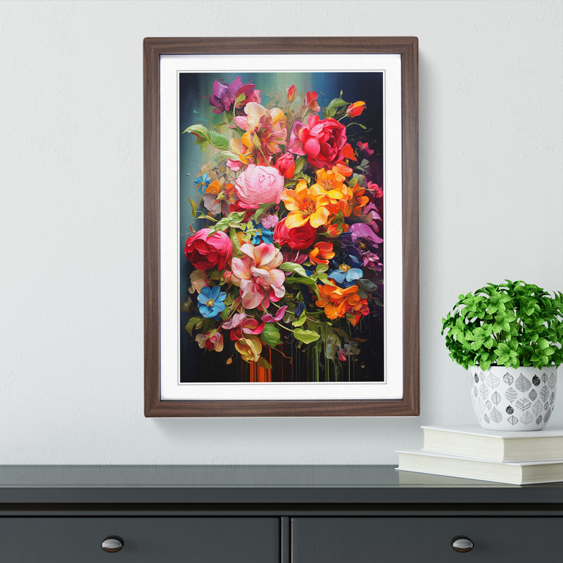 Single Picture Frame Print on Wood, 46cm H x 34cm W, Walnut Framed