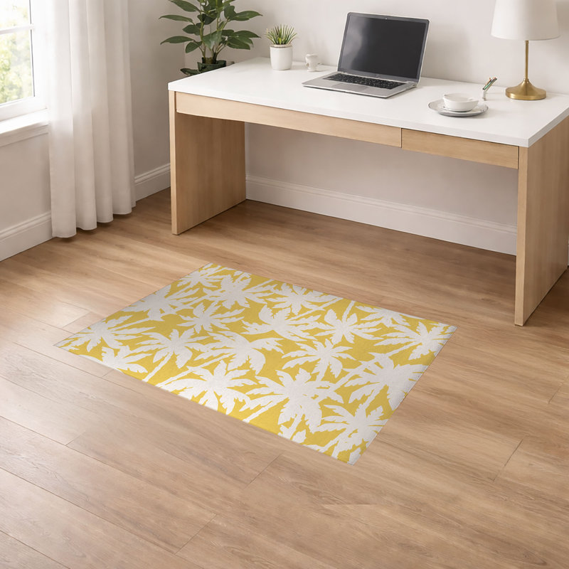 Tapis de bureau léger antidérapant California Dreaming, Jaune soleil, L 84 po x P 60 po