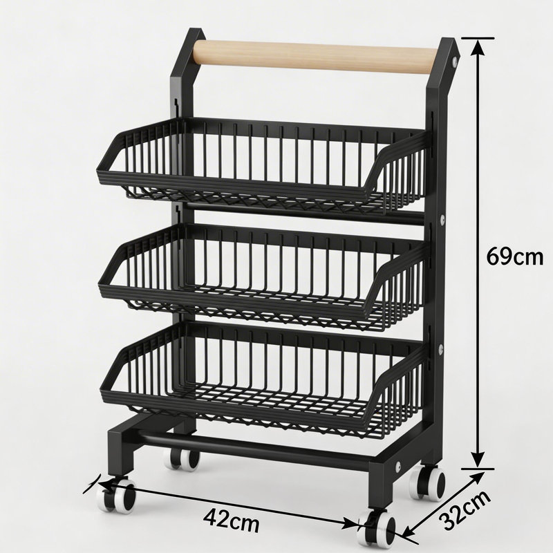 42cm W Metal Storage Rack, 69cm H x 42cm W x 32cm D