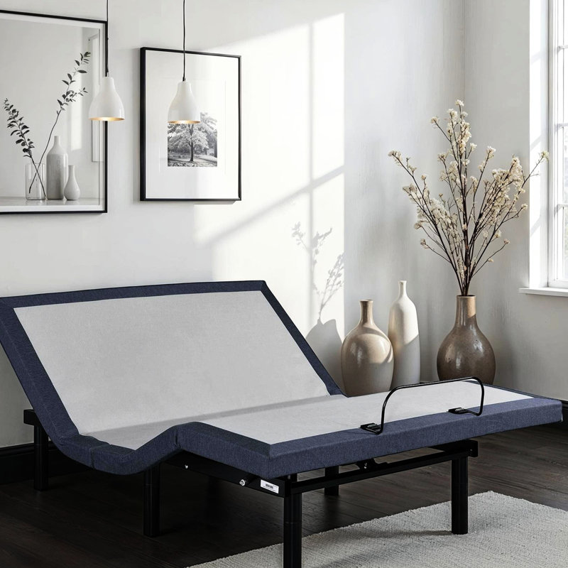 Twin Xl Bed Base Adjustable, 3 Levels Intensity Massage, Three Vibration Modes, Tv/Zero Gravity/Lounge Positions, 2 Ports, Under Led, One Touch Flat Return, Head & Foot Adjustment, Center Folding,